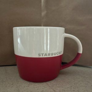 Starbucks Half & Half Red White Bone China Porcelain Mug